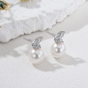 Butterfly MOP Shell Pearl Earrings, Silver Plated Studs for Women, Dainty Mother of Pearl Jewelry Gift, Elegant Nature Inspired, ER367