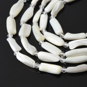 Natural White Mother of Pearl Irregular Bead  8x16mm MOP Shell Gemstone Full Strand 15.5"  Boho Jewelry Making Supplies, Healing Gift FWP080
