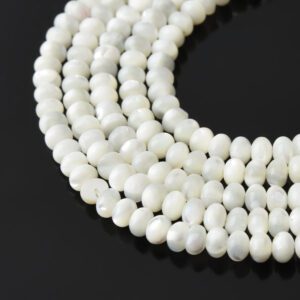 3x5mm White Mother of Pearl Rondelle Beads • MOP Shell Gemstone Full Strand 15.5" • Jewelry Making Supplies, Bridal Craft Gift FWP081