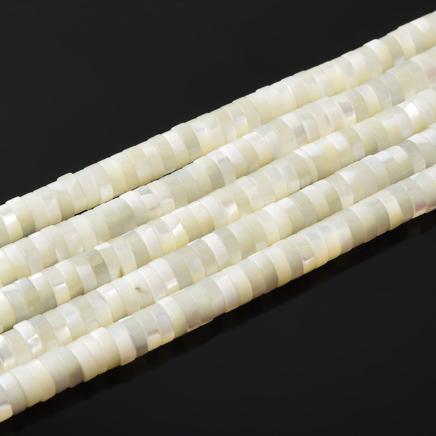3x6mm White Mother of Pearl Wheel Beads • MOP Shell Gemstone Full Strand • Jewelry Making Supplies, Bridal Craft Gift FWP082 - Image 2