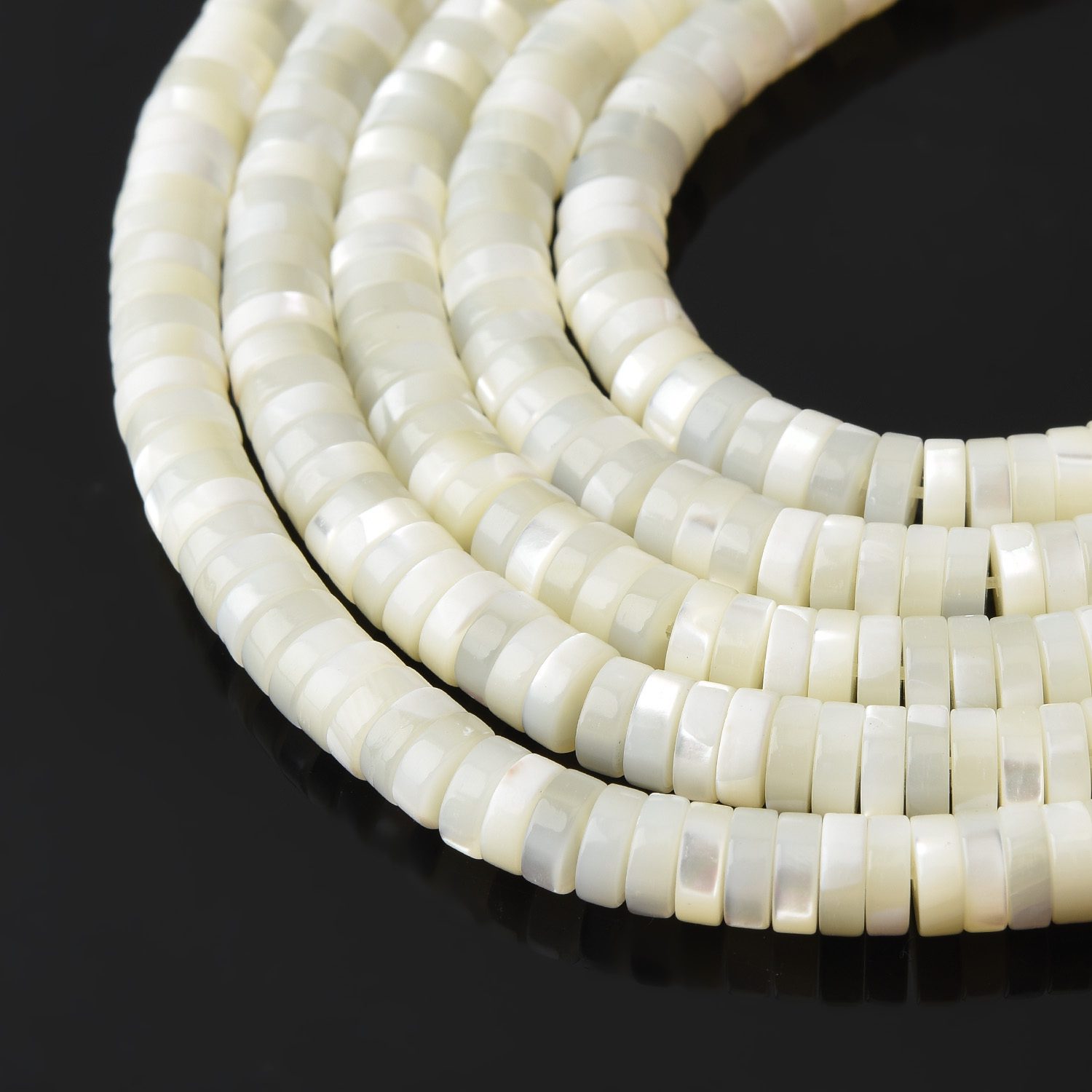 3x6mm White Mother of Pearl Wheel Beads • MOP Shell Gemstone Full Strand • Jewelry Making Supplies, Bridal Craft Gift FWP082