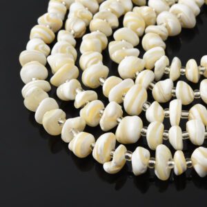 11-12mm White Cream Mother of Pearl Pebble Beads • Natural MOP Shell Stone Full Strand • Coastal Jewelry Making Gift FWP084