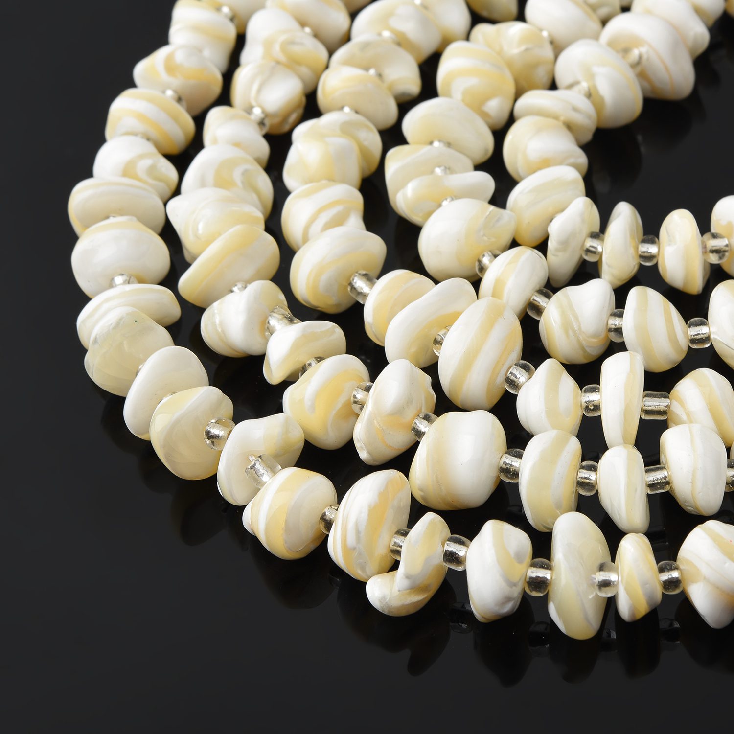 11-12mm White Cream Mother of Pearl Pebble Beads • Natural MOP Shell Stone Full Strand • Coastal Jewelry Making Gift FWP084