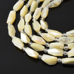15x8mm Faceted Mother of Pearl  Beads • Natural MOP Shell Gemstone Full Strand • Coastal Jewelry Making Supplies FWP085
