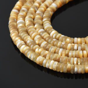 2x6mm Heishi Mother of Pearl Beads Natural Shell Gemstone Wheel Shape Strand for Jewelry Making 15.5 Inches FWP088