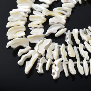 20-38mm Mother of Pearl Nugget Beads Freeform Shell Gemstone Strand Natural MOP Beads for Jewelry Making 15.5 Inches FWP091