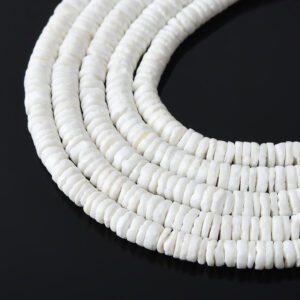 2x6mm White Heishi Mother of Pearl Wheel Beads - Natural MOP Shell Gemstone 15.5" Full Strand Jewelry Supplies FWP092
