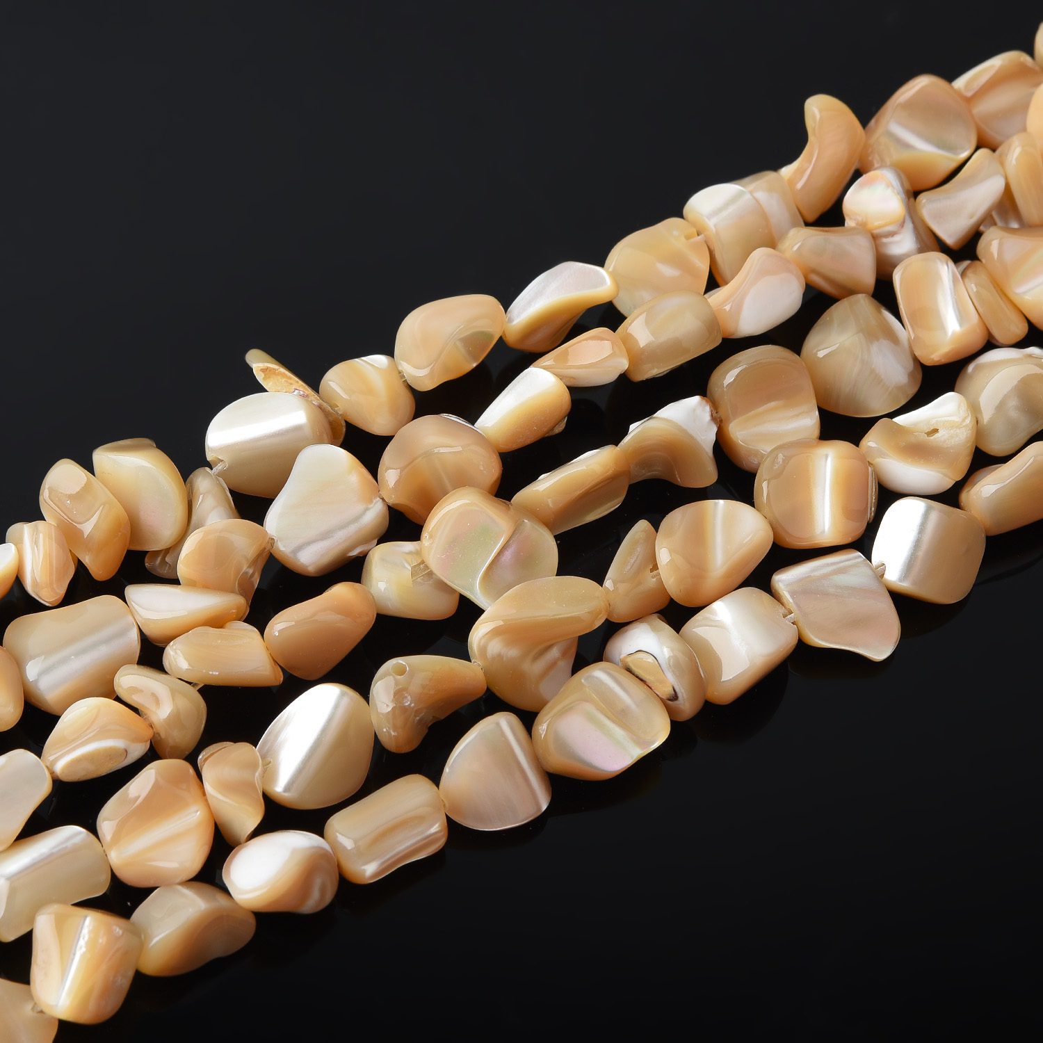 8-9mm Brown Mother of Pearl Pebble Beads - Natural MOP Shell Gemstone, 15.5" Full Strand Jewelry Supplies FWP097 - Image 2