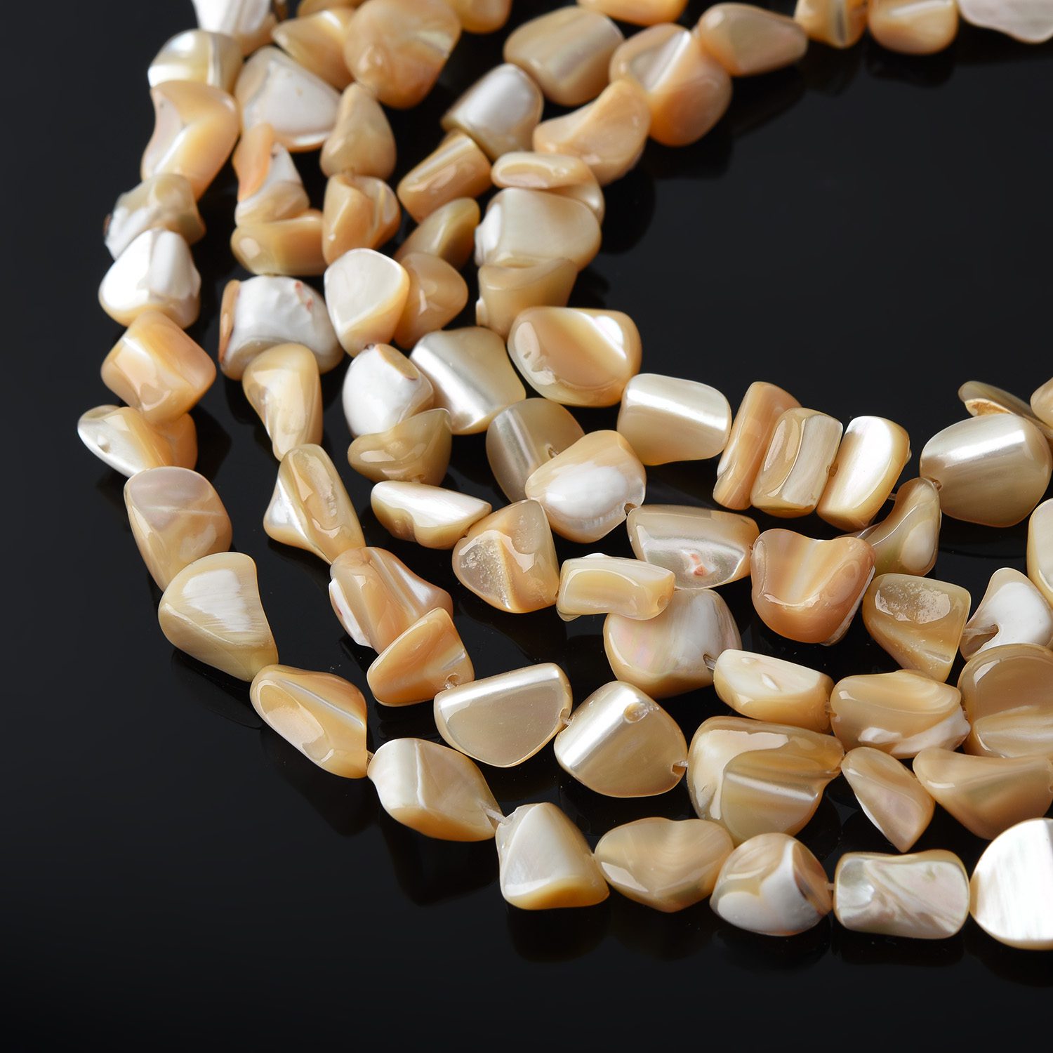 8-9mm Brown Mother of Pearl Pebble Beads - Natural MOP Shell Gemstone, 15.5" Full Strand Jewelry Supplies FWP097