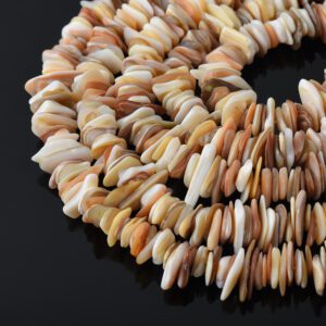 Brown & White Mother of Pearl Irregular Flat Beads - High Quality Natural MOP Shell Gemstone 15.5" Full Strand FWP098