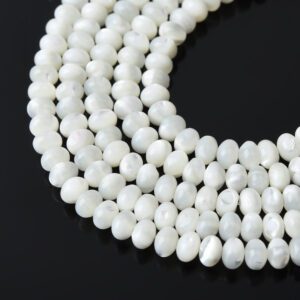 3x5mm White Mother of Pearl Rondelle Beads Natural Shell Gemstone Strand for Jewelry Making MOP Beads 15.5 Inches FWP099