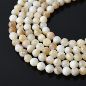 High Quality White Brown 4mm 3mm Mother of Pearl Round Beads Shiny Natural Shell Gemstone Strand for Jewelry Making MOP Beads 15.5" FWP102