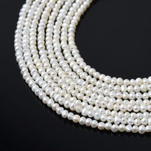 Freshwater Pearls 3.5mm Round White - High Luster Loose Beads for Jewelry Making, Premium 5A Quality Gifts 15.5 inches Full Strand FWP108