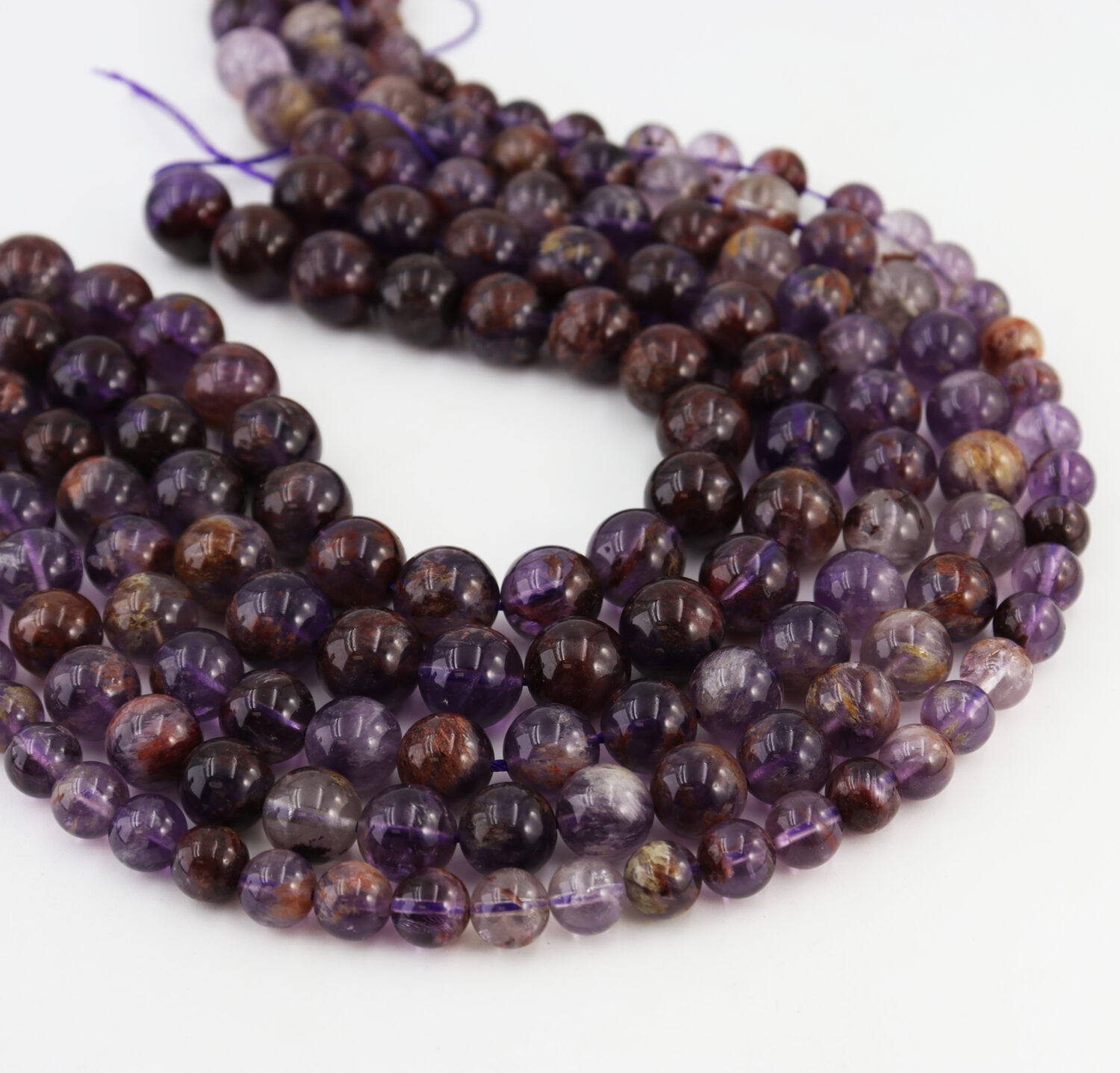 Super Seven 15.5" Full Strand 6‑12mm Round Smooth Beads Healing Crystal 7 Chakra Metaphysical DIY Jewelry Supplies GRN001 - Image 2