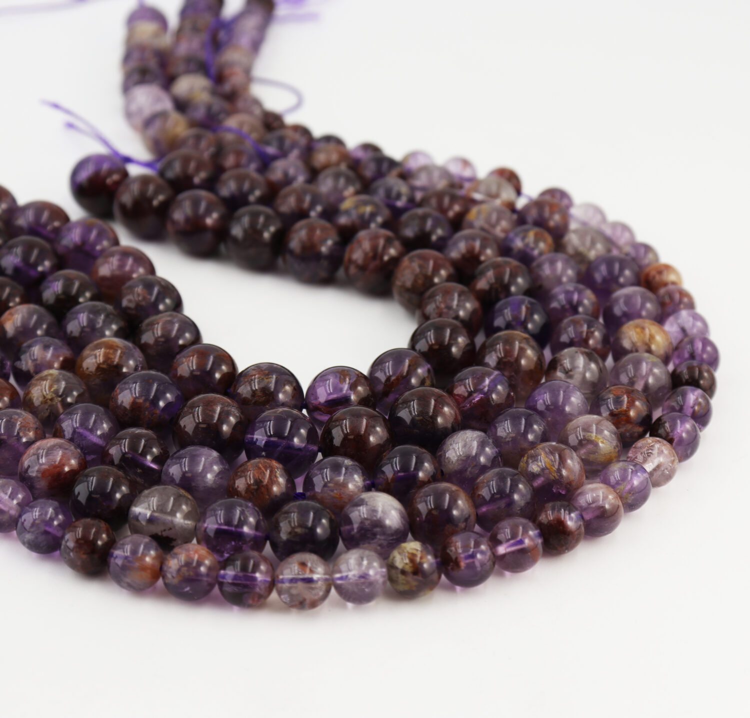 Super Seven 15.5" Full Strand 6‑12mm Round Smooth Beads Healing Crystal 7 Chakra Metaphysical DIY Jewelry Supplies GRN001 - Image 3