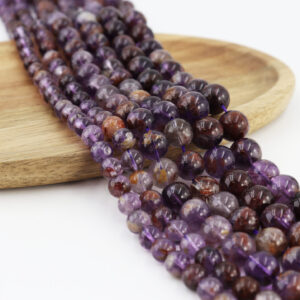Super Seven 15.5" Full Strand 6‑12mm  Round Smooth Beads Healing Crystal 7 Chakra Metaphysical DIY Jewelry Supplies GRN001
