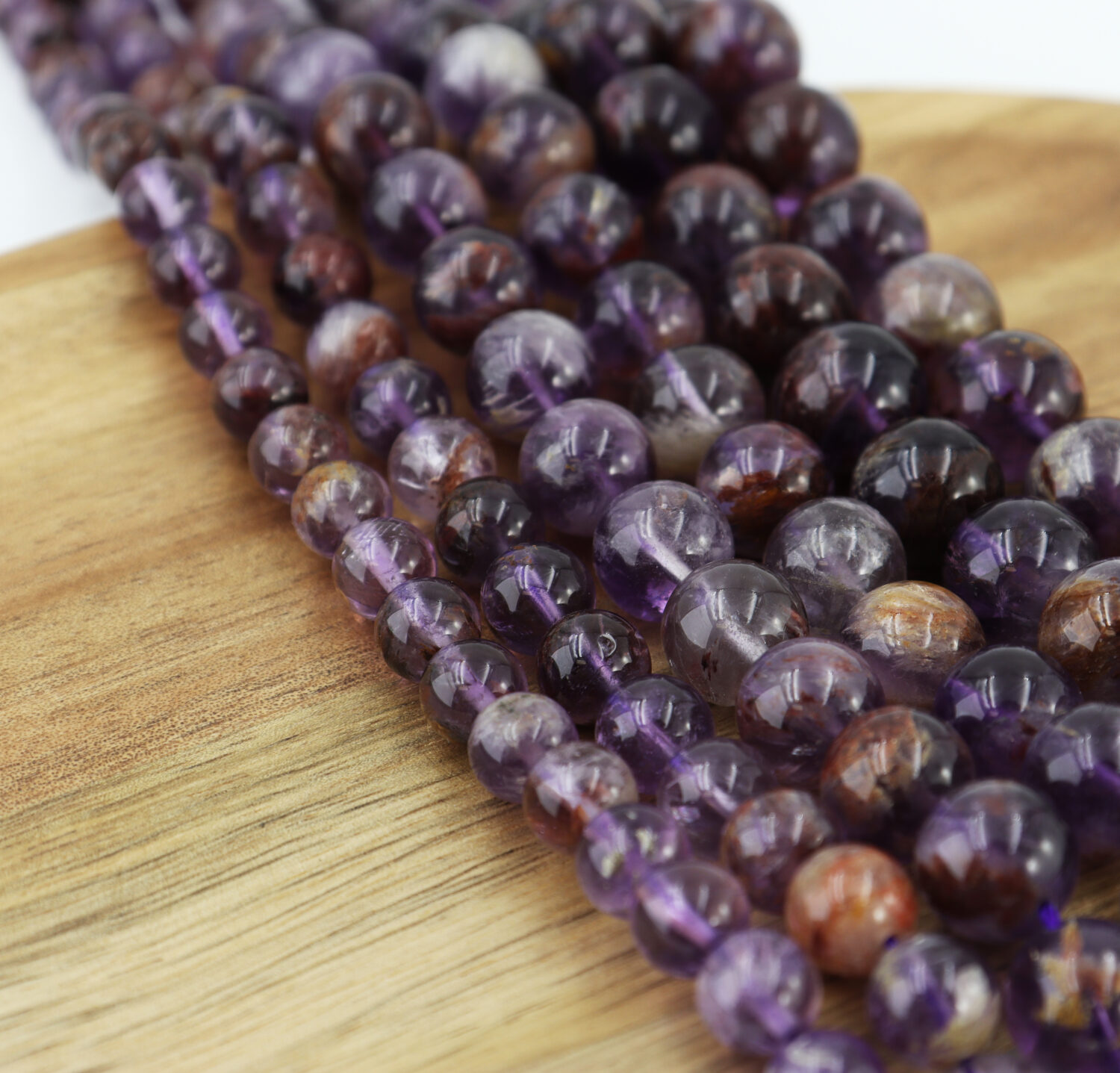 Super Seven 15.5" Full Strand 6‑12mm Round Smooth Beads Healing Crystal 7 Chakra Metaphysical DIY Jewelry Supplies GRN001 - Image 8