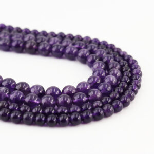 Purple Natural Amethyst Gemstone Beads 15.5" Full Strand Round Smooth 6mm 8mm 10mm DIY Jewelry Making Healing Stones Supplies GRN006