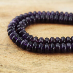 Natural Amethyst Rondelle Bead Necklace 15.5 Inch • 9x5mm Gemstone Full Strand • Purple Healing Crystal Jewelry Gift GRN014