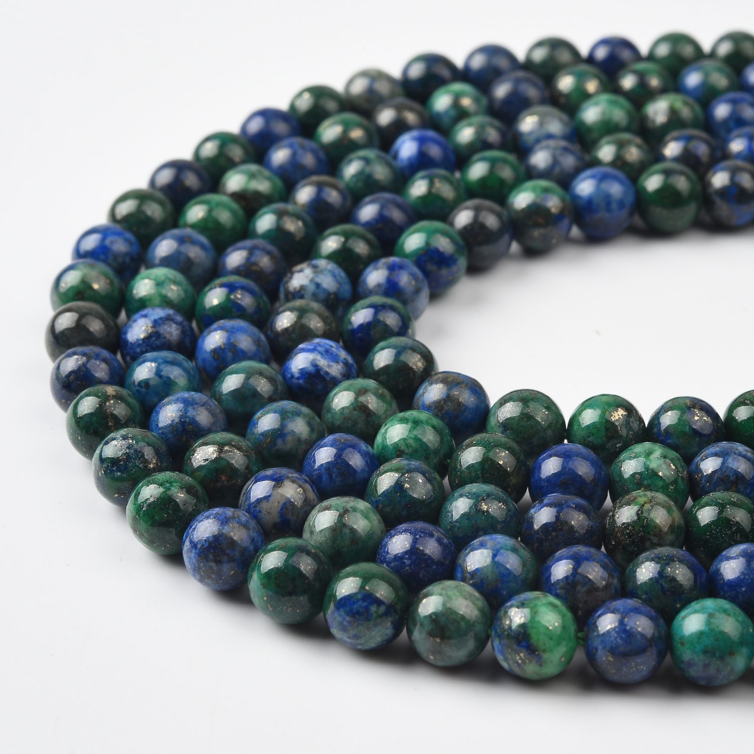 Blue Green Lapis Lazuli & Azurite Beads Natural Gemstone Round 4mm 6mm 8mm 10mm Smooth Strand for Jewelry DIY GRN583