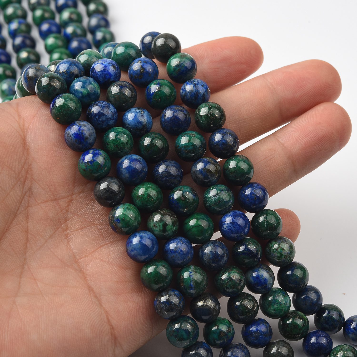 Blue Green Lapis Lazuli & Azurite Beads Natural Gemstone Round 4mm 6mm 8mm 10mm Smooth Strand for Jewelry DIY GRN583 - Image 2