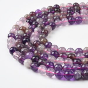 Super 7 Crystal Beads Natural Phantom Amethyst Cacoxenite Round 4mm 6mm 8mm Gemstone Strand Healing DIY Jewelry GRN585