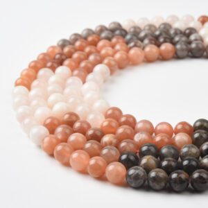 AAA Sunstone & Rainbow Moonstone Beads Natural Gemstone Round 6mm 8mm Smooth Strand for DIY Jewelry Making GRN588