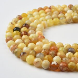 AAA Yellow Opal Beads Natural Gemstone Round 6mm 8mm 10mm Smooth Strand for DIY Jewelry Making & Craft Supplies GRN590