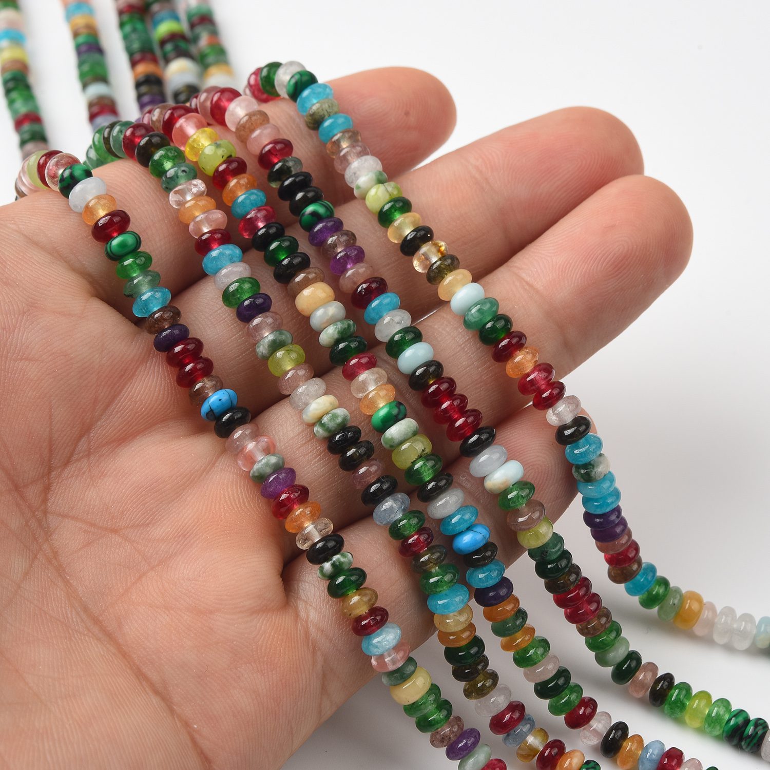 Natural Mixed Stone Gemstone Beads 4x2MM Multicolor Rondelle AAA Quality Loose Beads For DIY Jewelry Making 15.5" Full Strand GRN595 - Image 2