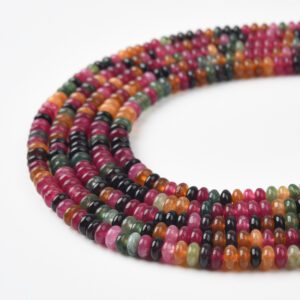 Genuine Natural Loose Rondelle Semi Precious Smooth Colorful Mix Tourmaline Stone Healing Gemstone Beads 4x2mm Full Strand 15.5" GRN597