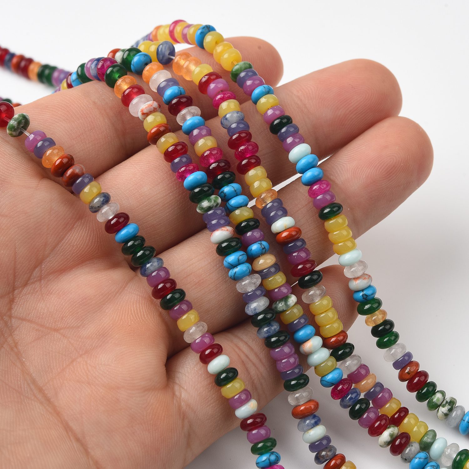 Mixed Stone Gemstone Beads Multicolor Rondelle 4x2MM Natural AAA Quality Loose Beads For DIY Jewelry Making 15.5" Full Strand GRN598 - Image 2