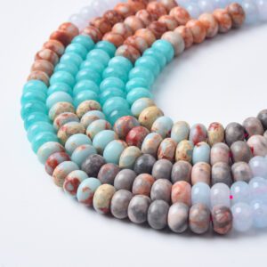 Aqua Terra Jasper Rondelle Beads 5x8mm Smooth Imperial Jasper Natural Gemstone Strand for Jewelry Making Supplies Gifts for Her 15.5" GRN500