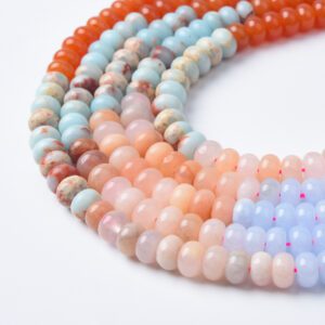 White Blue Orange Pink Aqua Terra Imperial Jasper Rondelle Beads • 5x8mm Smooth Gemstone 15.5" Full Strand • Jewelry Making GRN501