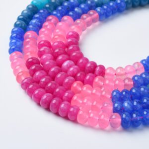 High Quality Aquamarine Jade Rondelle Beads • 5x8mm Smooth Gemstone Full Strand 15.5" • Healing Crystal Jewelry Making Supplies GRN504