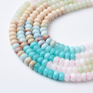 High Quality River Stone Aqua Terra Jasper Rondelle Beads 5x8mm Smooth Natural Gemstone 15.5" Full Strand for Jewelry Making GRN507