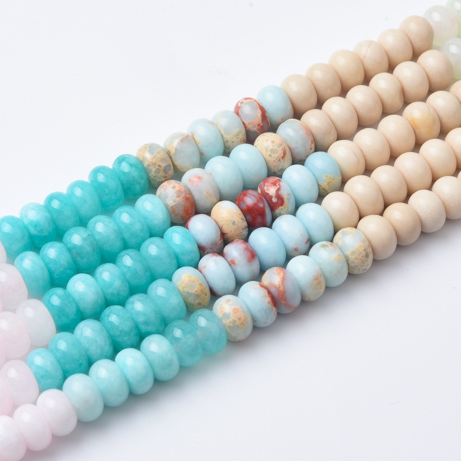 High Quality River Stone Aqua Terra Jasper Rondelle Beads 5x8mm Smooth Natural Gemstone 15.5" Full Strand for Jewelry Making GRN507 - Image 3