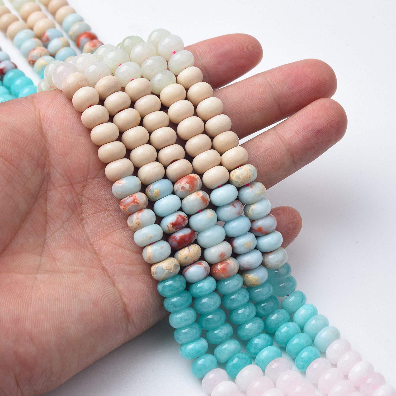 High Quality River Stone Aqua Terra Jasper Rondelle Beads 5x8mm Smooth Natural Gemstone 15.5" Full Strand for Jewelry Making GRN507 - Image 2