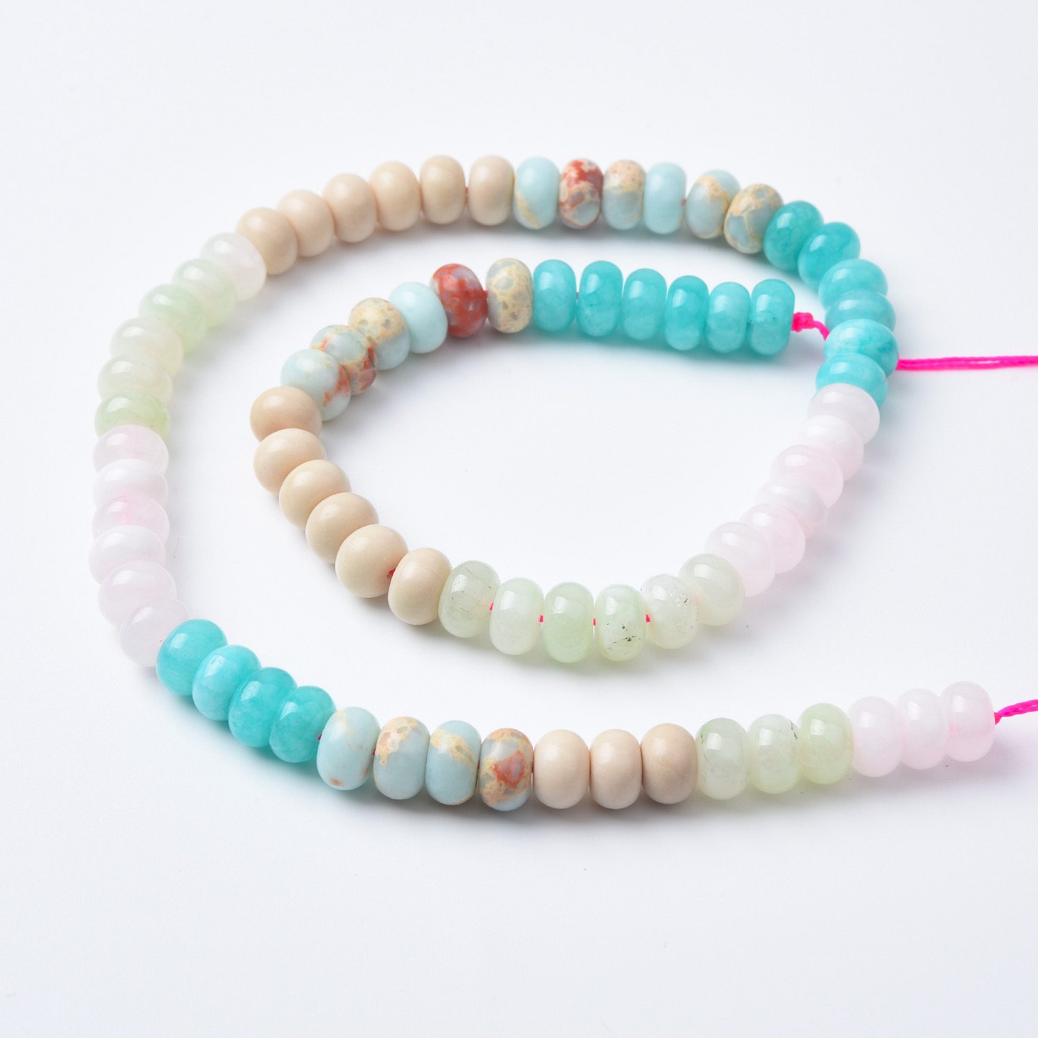 High Quality River Stone Aqua Terra Jasper Rondelle Beads 5x8mm Smooth Natural Gemstone 15.5" Full Strand for Jewelry Making GRN507 - Image 4