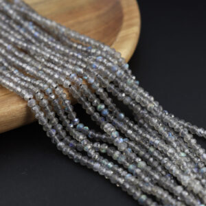 Blue Flashy Labradorite Faceted Round Beads 4x3mm • Natural Gemstone Bead Full Strand 15.5" • Jewelry Making Supplies, Healing Gift PRP1045