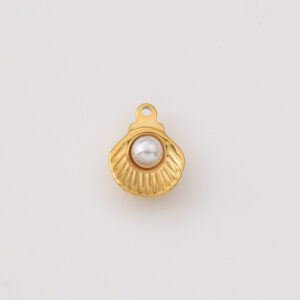 Gold Filled Shell Pearl Charm, Stainless Steel Scallop Pendant for DIY Necklace Bracelet Jewelry Making, Ocean Nautical Gift for Her, SCP177