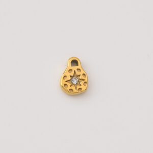 Gold Filled Starburst Charm Pendant, Stainless Steel CZ Drop Charm for DIY Necklace Bracelet Jewelry Making, Celestial Mini Charm, SCP185