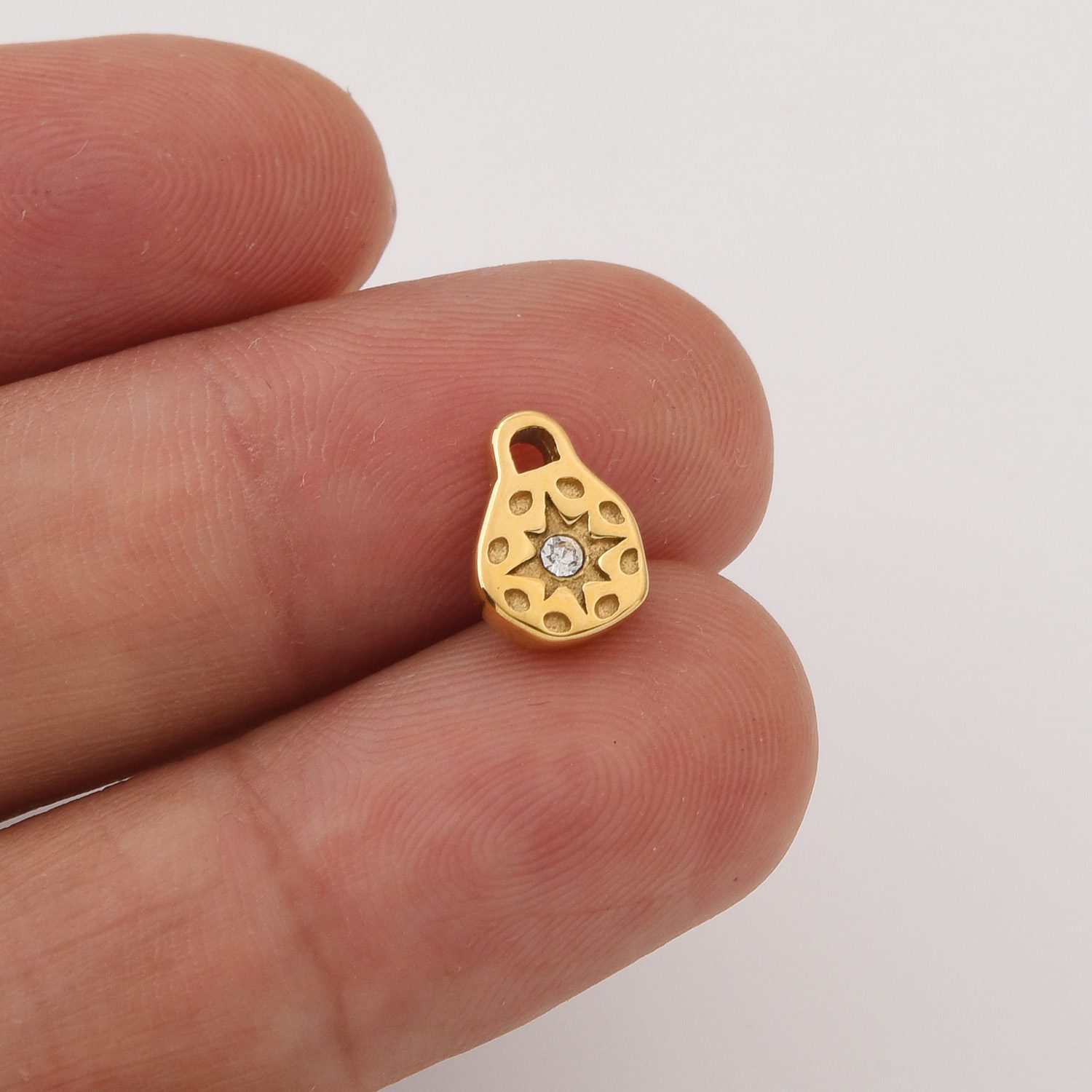 Gold Filled Starburst Charm Pendant, Stainless Steel CZ Drop Charm for DIY Necklace Bracelet Jewelry Making, Celestial Mini Charm, SCP185 - Image 2