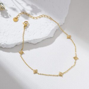 Gold Filled Star Anklet, Adjustable Celestial Foot Jewelry for Women, Minimalist Dainty Charm Anklet Gift, Everyday Ankle Bracelet, AL022