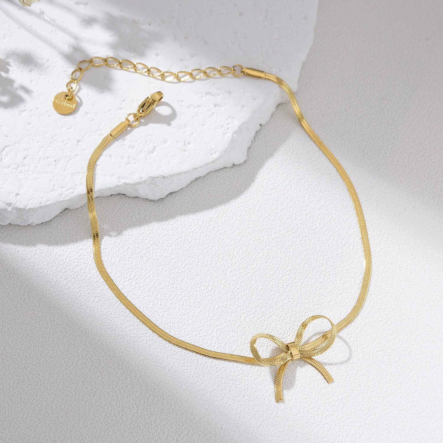Gold Filled Bow Charm Anklet with Flat Snake Chain, Adjustable Minimalist Foot Jewelry for Women, Elegant Dainty Anklet Gift for Her, AL030