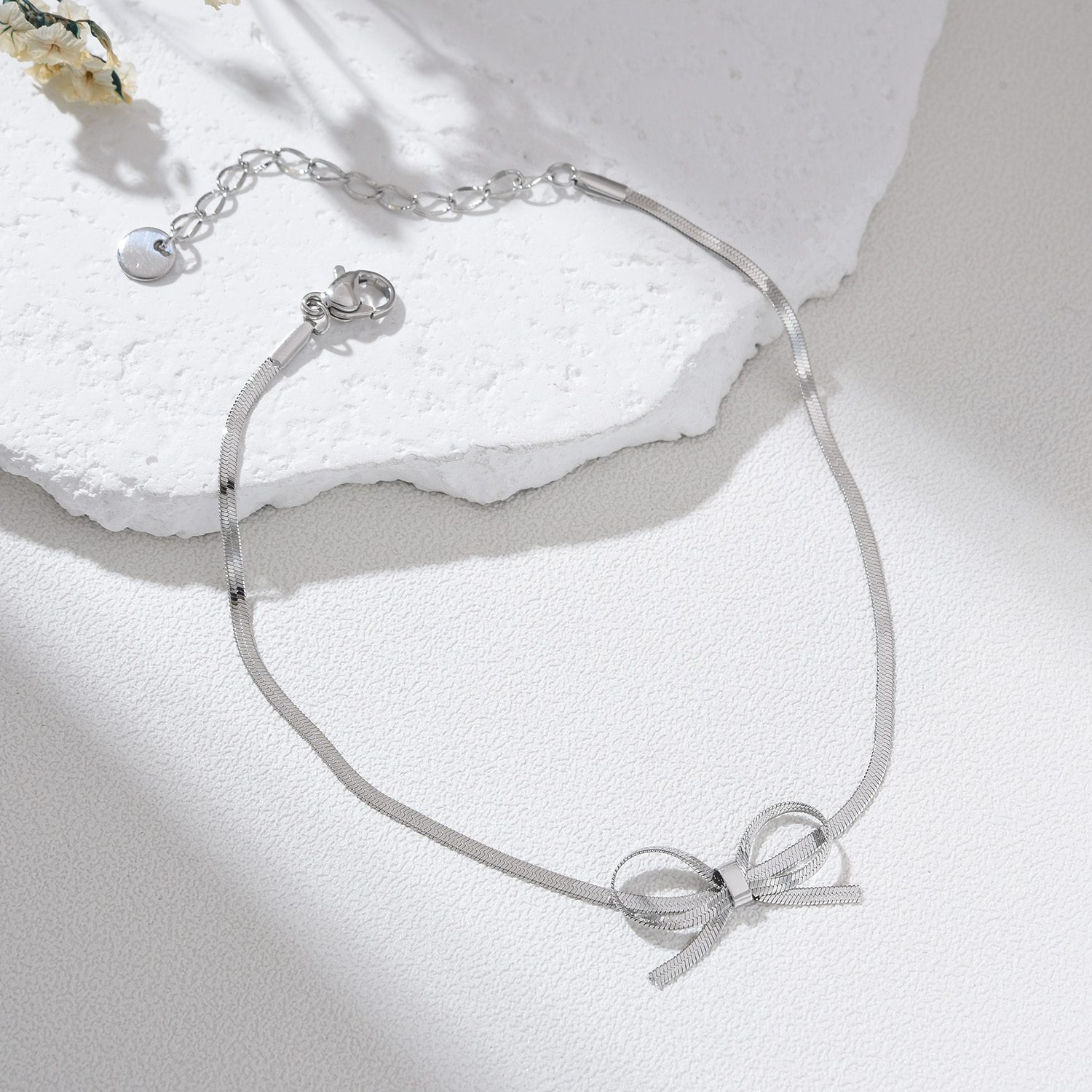 Gold Filled Bow Charm Anklet with Flat Snake Chain, Adjustable Minimalist Foot Jewelry for Women, Elegant Dainty Anklet Gift for Her, AL030 - Image 2