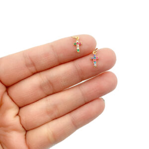 Cross Charm Pendant CZ Micro Pave, Cross Pendant, Cross Charms, Cross Charms Bulk, Cross Necklace, Religious Charm, 10x5mm, CP799