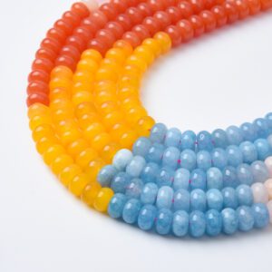 High Quality Bright Rainbow Color Multi Gemstone Smooth Rondelle Beads Size 5x8mm 15.5'' Strand GRN512
