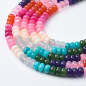 Beautiful Mixed Color Jade Smooth Rondelle Beads | Multicolor Dyed Jade Natural Stone Beads Around 15.5" Strand 5x8mm, GRN513