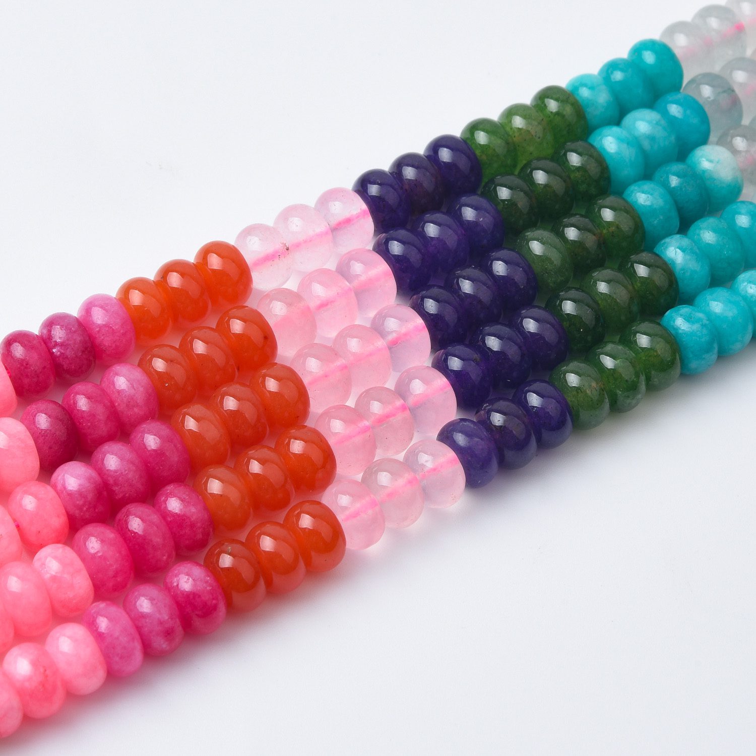 Beautiful Mixed Color Jade Smooth Rondelle Beads | Multicolor Dyed Jade Natural Stone Beads Around 15.5" Strand 5x8mm, GRN513 - Image 3