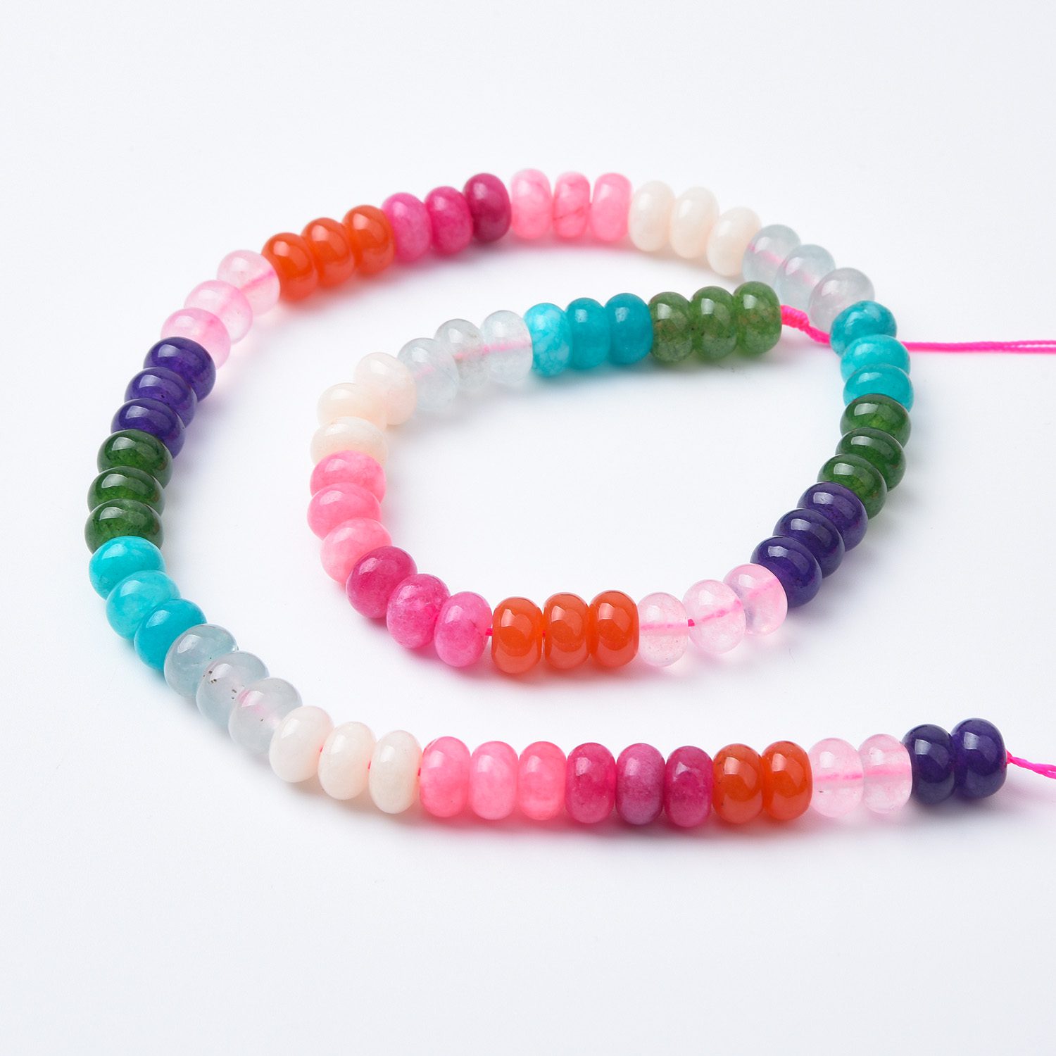 Beautiful Mixed Color Jade Smooth Rondelle Beads | Multicolor Dyed Jade Natural Stone Beads Around 15.5" Strand 5x8mm, GRN513 - Image 4